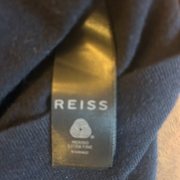 Mens Reiss Navy Merino Wool Johnny Collar Size S - Picture 5 of 5